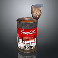 Campbells Vintage Hot Dog Bean Soup Can With Opened Lid Design