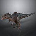 Realistic Carnivorous Dinosaur Character Standing With Spiked Back Striped Body And Sharp Teeth 3d model