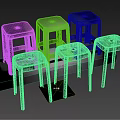 Colorful Transparent Stools Modern Design for Home Interior Decor with Yellow Green Blue and Clear Colors