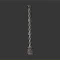 Ornate Decorative Column With White And Gold Spiral Pattern Carved Base And Capital