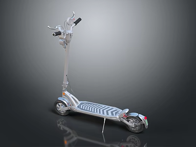 Modern Silver Electric Scooter With Striped Deck And Dual Wheels Design 3d model