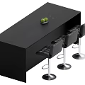 Modern Black Dining Table Set With High Chairs And Fruit Bowl On Top 3d model