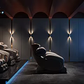 Luxury Home Theater With Recliners And Ambient Lighting