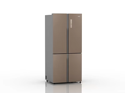 Modern Double Door Refrigerator With Sleek Design And Brown Finish For Kitchen Space 3d model