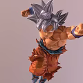 Silver Haired Muscular Anime Game Character In Red Pants And Blue Wristbands Fighting Stance