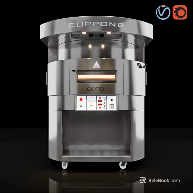 Cuppone Ciotto Stainless Steel Commercial Pizza Oven With Control Panel And Wheels 3d model 