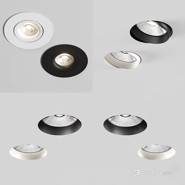 Modern Downlights And Spotlights In Black And White Design For Interior Lighting 3d model 