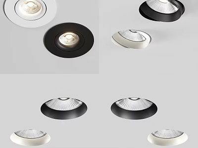 Modern Downlights And Spotlights In Black And White Design For Interior Lighting 3d model