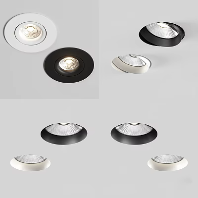 Modern Downlights And Spotlights In Black And White Design For Interior Lighting 3d model