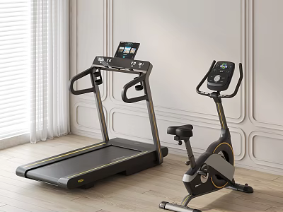 Home Gym Sports Equipment Treadmill and Exercise Bike with Digital Screen and Ergonomic Design 3d model