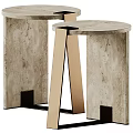 Modern Minimalist Round Side Table With Marble Top And Gold Metal Frame 3d model