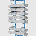 Blue Frame Blueprint Storage Rack With Multiple Layers For Engineering Drawings
