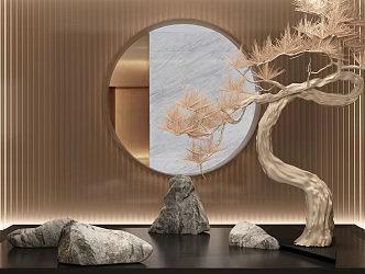 New Chinese Style Dead Tree Stone Landscape Sick 3d model