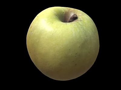 Fresh Ripe Yellow Apple Single Whole on Black Background with Natural Texture 3d model