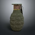 Military Style Hand Grenade With Textured Green Shell And Metal Fuse Ring