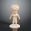 Cartoon Style Character Statue With Flame Like Hair Standing Pose And Base