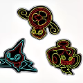 Colorful Neon Cartoon Character Designs With Bright Red Blue Yellow Lights