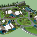 Garden Landscape Design Featuring Green Spaces Water Features Buildings And Pathways