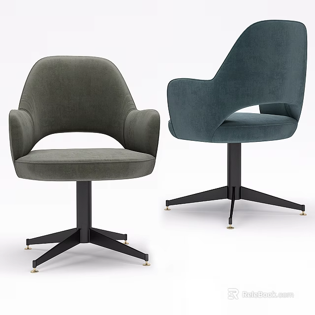 Comfortable Modern Office Chair Featuring Green Blue Upholstery Armrests Swivel Base And Wheels 3d model 