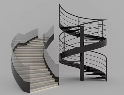 modern staircase revolving staircase 3d model