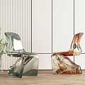Modern Transparent Green and Brown Single Chairs with Stylish Design and Green Plant
