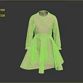 Pink A Line Dress With Long Sleeves And Textured Flared Skirt
