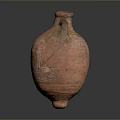 Traditional Terracotta Jar Sculpture Carving With Two Handles And Decorative Patterns