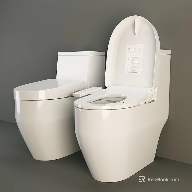 Modern White Toilets Featuring Smart Bidet Functions And Sleek Design 3d model
