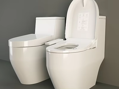 Modern White Toilets Featuring Smart Bidet Functions And Sleek Design 3d model
