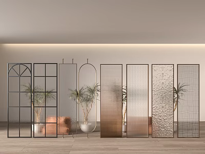 Modern partition Changhong glass partition wire glass partition gradient glass partition water corrugated glass 3d model