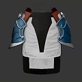 White Traditional Vest With Blue Red Shoulder Decorations And Embroidered Patterns
