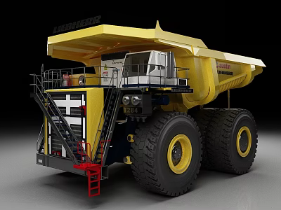Yellow Large Mining Dump Truck With Big Wheels And Cab Structure 3d model
