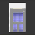 Modern Auditorium Scene With Blue Seats Stage Purple Curtains And White Walls