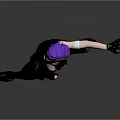 3D Stylish Character With Purple Hair Black Outfit Headphones Dynamic Action Pose