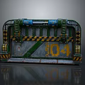 Industrial Metal Gate Structure With Number 04 Green Yellow Stripes Mechanical Details