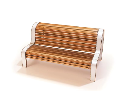 Modern Wooden Slat Leisure Chair With Silver Metal Frame And Simple Design 3d model