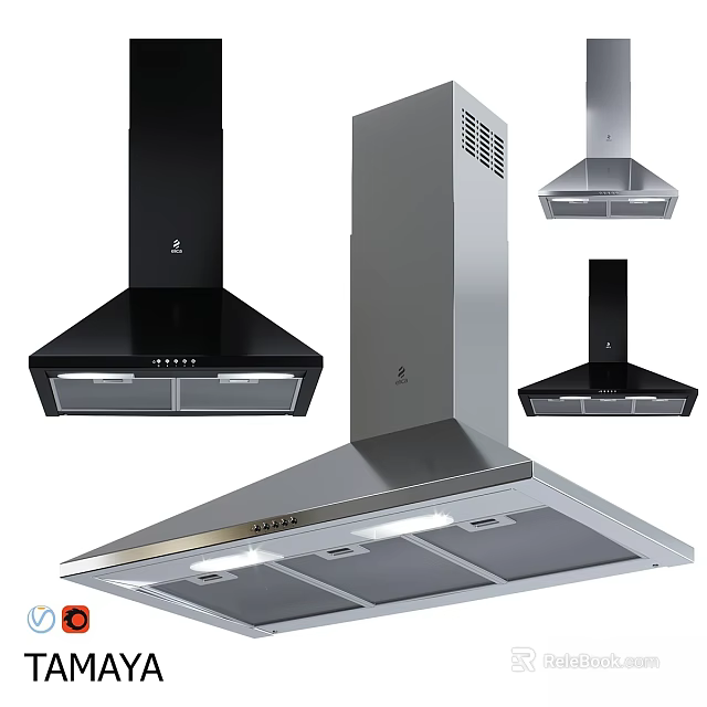Stainless Steel Range Hoods With Modern Designs For Kitchen Appliance Selection 3d model 