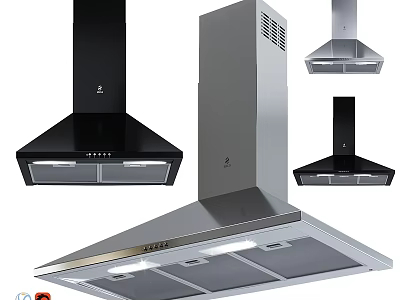 Stainless Steel Range Hoods With Modern Designs For Kitchen Appliance Selection 3d model