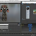 Game And Movie Robot Character With Black Red Armored Combat Style Design On Orange Background