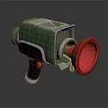 Unique Green Weapon Featuring Red Horn Shaped Part And Black Grip