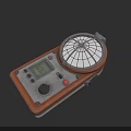 Electronic Device With Brown Casing Circular Display And Control Knob Design