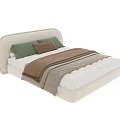 White Kids Bed With Curved Headboard Soft Mattress And Pillows