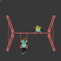 Kids Playing On Swings With Reptile Themed Decor In Outdoor Play Area