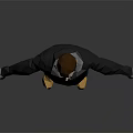 3D Rendered Male Character Wearing Black Jacket Green Hoodie Blue Pants And Yellow Boots