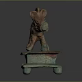 Decorative Bronze Boar Statue With Intricate Details On Greenish Patina Plinth