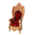 Ornate Traditional Single Sofa With Red Upholstery And Golden Carved Accents