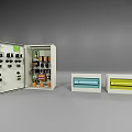 Industrial Electrical Control Panels With Open Enclosure And Control Boxes Featuring Switches And Indicators
