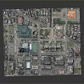 Aerial View of Urban City Landscape With Buildings Green Spaces and Road Layout
