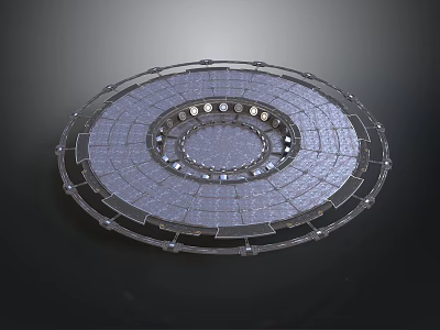 Futuristic Circular Structure With Solar Panel Layers And Ring Frame Design 3d model