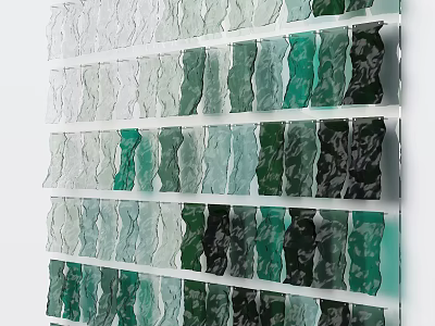 Colorful Glass Block Wall Decor With Varying Transparency Textures And Regular Grid Arrangement 3d model